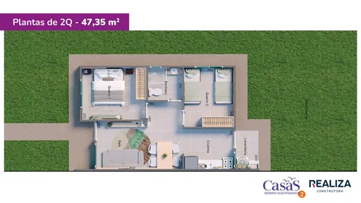 Planta 2quartos 47m2 reserva passaros