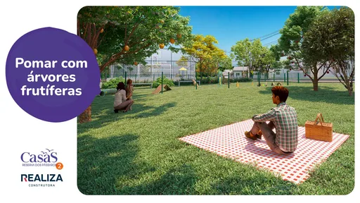 Pomar arvores frutiferas area lazer render