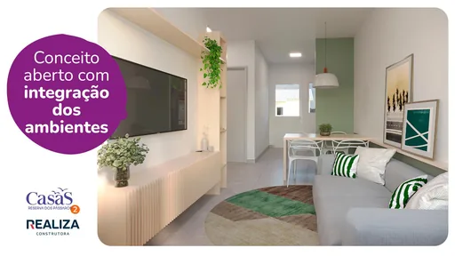 Render sala conceito aberto integracao ambientes