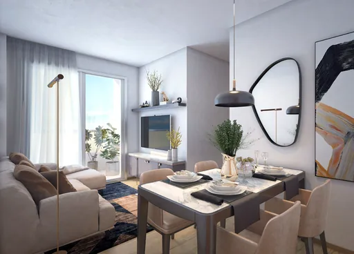 Render sala jantar living apartamento