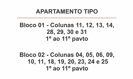Apartamento tipo blocos colunas pavimentos