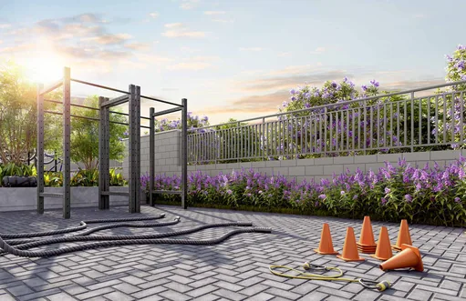 Area fitness externa render condominio