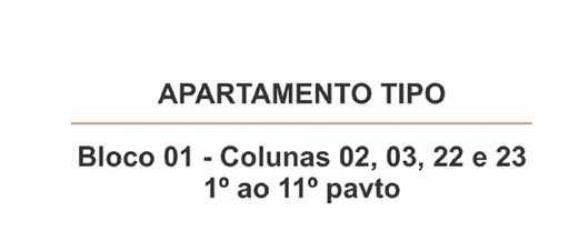 Legenda apartamento tipo bloco pavimento