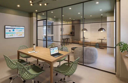 Sala reuniao coworking render interior