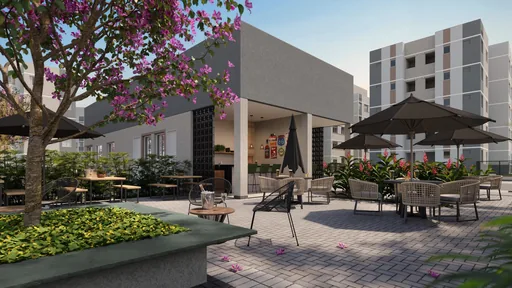 Area externa lazer churrasqueira render