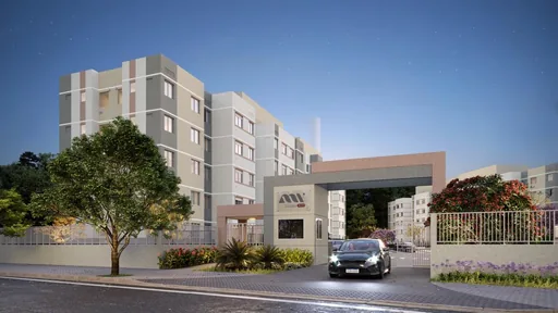 Render fachada entrada condominio residencial