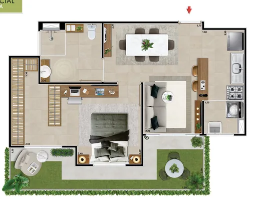 Planta apartamento garden com medidas