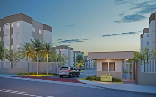 Render fachada entrada condominio residencial jeriva