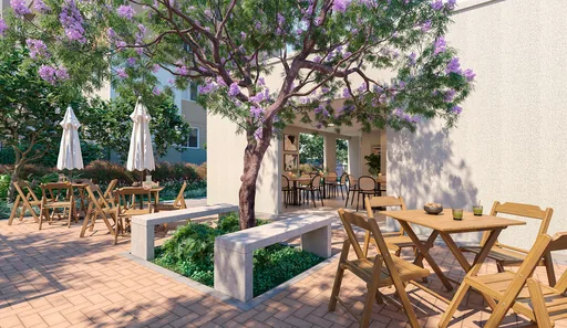 Area convivencia jardim externo render