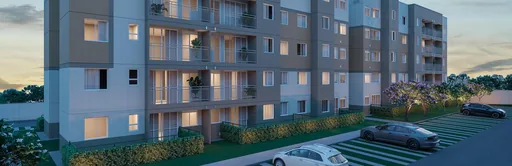 Fachada edificio render entardecer