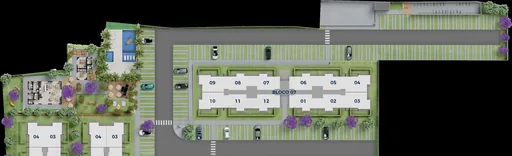 Implantacao blocos areas comuns condominio