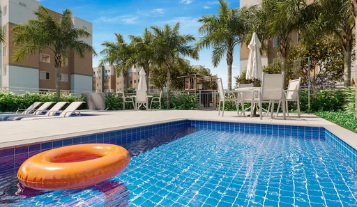 Piscina area lazer condominio render