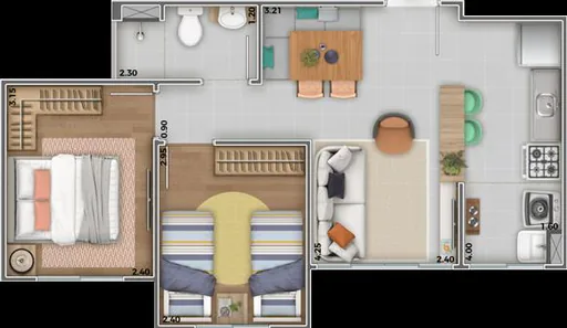 Planta apartamento dois quartos