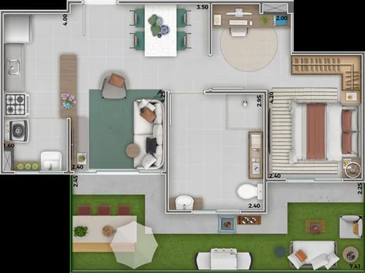 Planta baixa apartamento com jardim