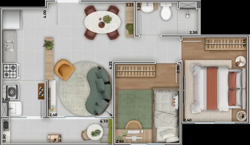 Planta baixa apartamento dois quartos