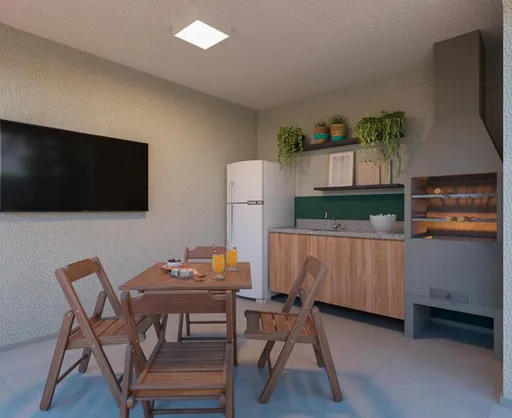 Render area gourmet churrasqueira apartamento