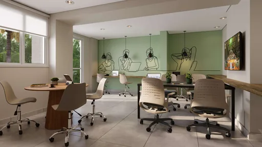 Coworking espaco trabalho render
