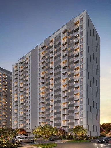 Fachada edificio render externo entardecer