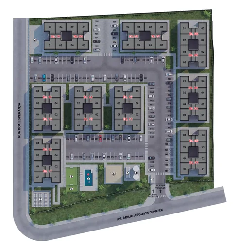 Implantacao lotes numerados empreendimento