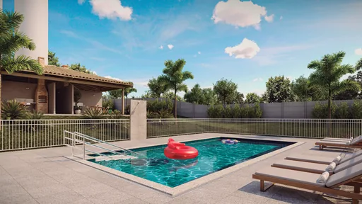 Render area lazer piscina noturna