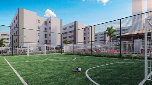 Render quadra esportiva condominio noturno