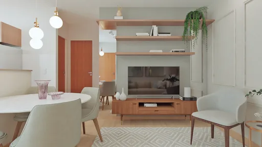 Render sala estar noturno tv painel