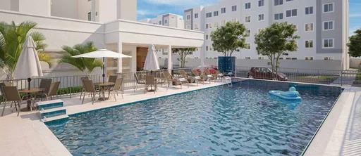 Piscina area lazer render condominio