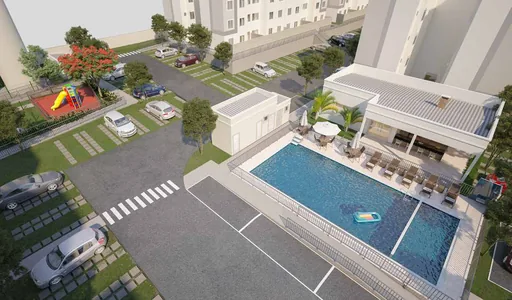 Render area lazer piscina playground condominio