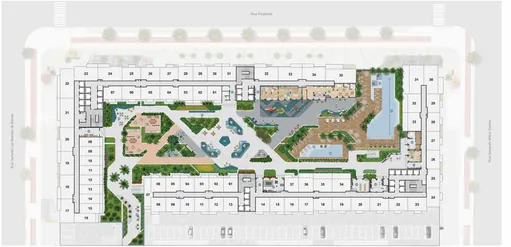Implantacao condominio areas comuns unidades
