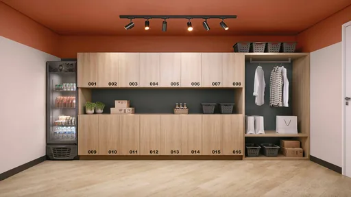 Render armarios individuais area servicos condominio