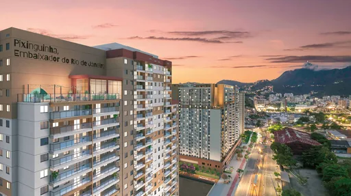 Render fachada empreendimento rio janeiro entardecer