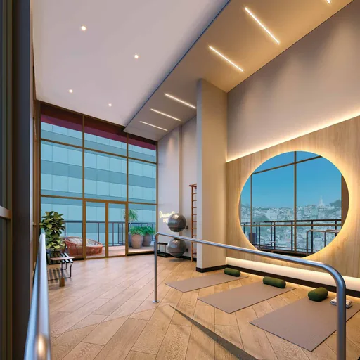 Sala yoga pilates amenidade render