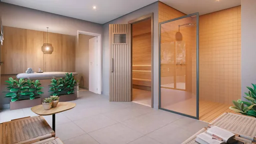 Sauna spa area render amenidade