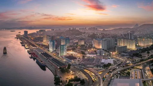 Vista aerea porto rio entardecer