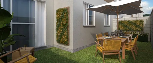 Area externa jardim espaco gourmet render