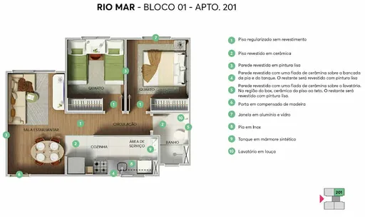 Planta apartamento 201 bloco01 rio mar