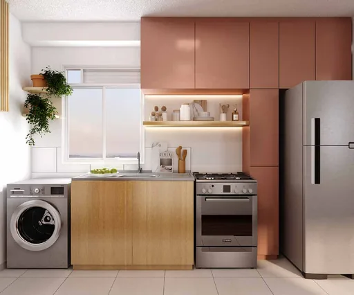 Render cozinha area servico apartamento