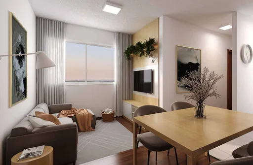 Render sala estar jantar apartamento