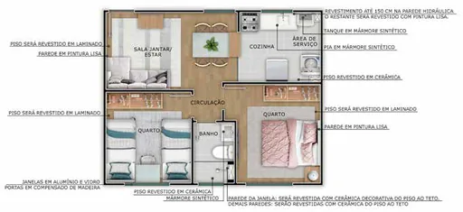 Planta baixa apartamento dois quartos