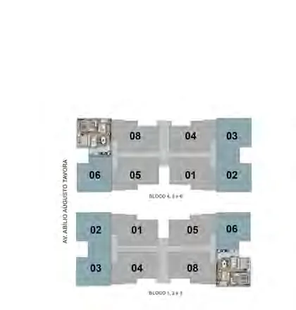 Planta pavimento blocos numeracao unidades