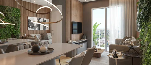 Render sala jantar living apartamento