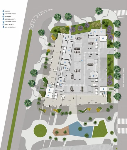 Implantacao terreo blocos estacionamento areas