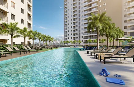 Piscina area lazer render empreendimento 2