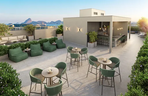 Rooftop lounge churrasqueira vista rio