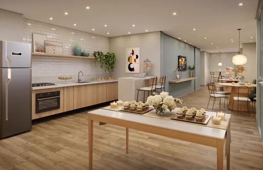 Salao festas cozinha americana render