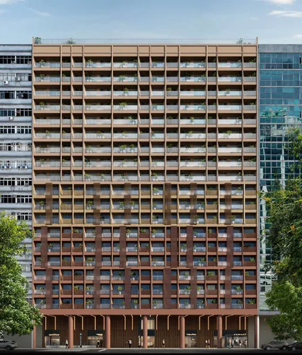 Fachada render edificio rua