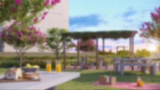 Area externa pergolado jardim empreendimento