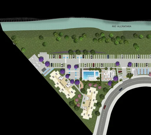Implantacao empreendimento blocos piscina rio
