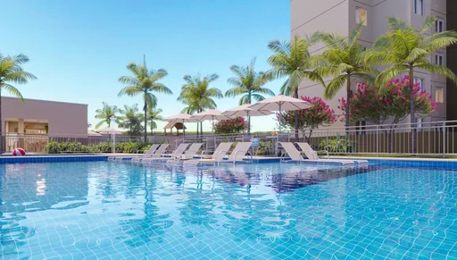 Piscina area lazer render condominio
