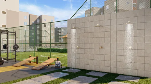 Area esportiva quadra academia chuveiro externo